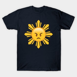 Angry Grumpy Filipino Sun Emoji Face T-Shirt